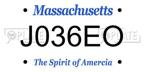 J036EO Massachusetts License Plate