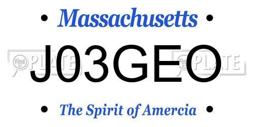 J03GEO Massachusetts License Plate