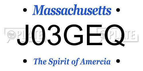 J03GEQ Massachusetts License Plate
