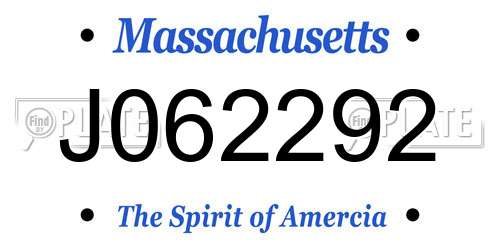 J062292 Massachusetts License Plate