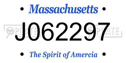 J062297 Massachusetts License Plate