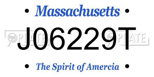 J06229T Massachusetts License Plate