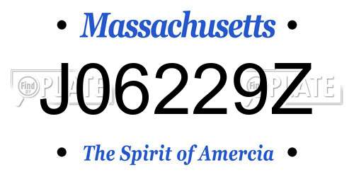 J06229Z Massachusetts License Plate