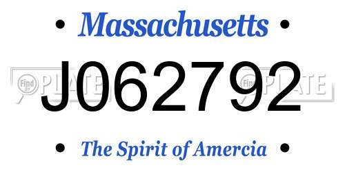 J062792 Massachusetts License Plate