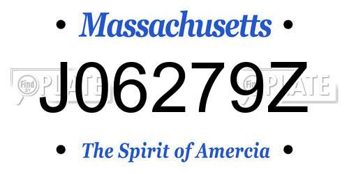 J06279Z Massachusetts License Plate