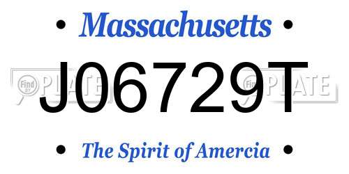 J06729T Massachusetts License Plate