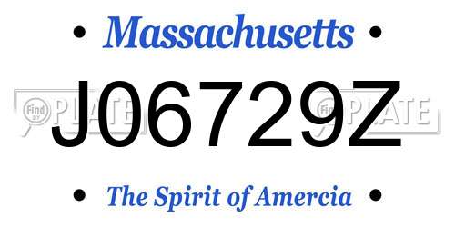J06729Z Massachusetts License Plate