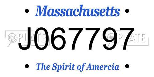 J067797 Massachusetts License Plate