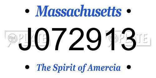 J072913 Massachusetts License Plate
