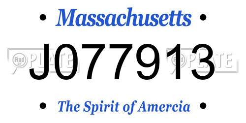J077913 Massachusetts License Plate
