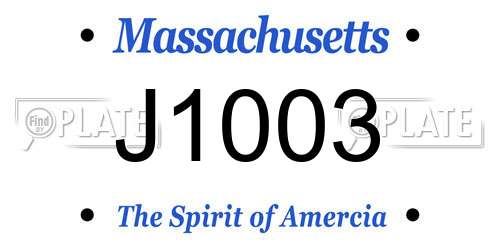 J1003 Massachusetts License Plate