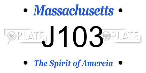 J103 Massachusetts License Plate