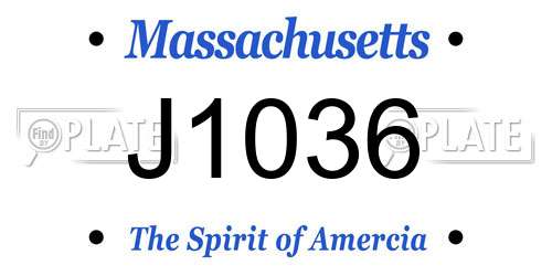 J1036 Massachusetts License Plate