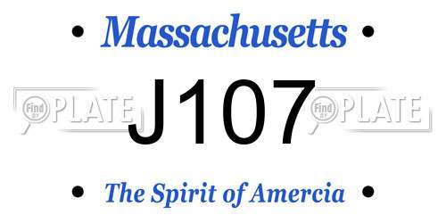 J107 Massachusetts License Plate