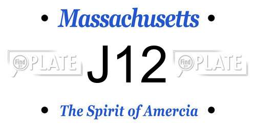 J12 Massachusetts License Plate