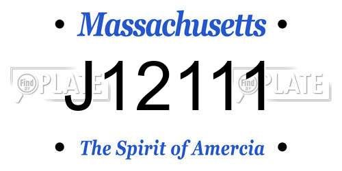 J12111 Massachusetts License Plate