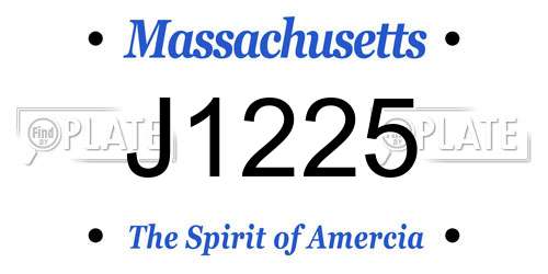 J1225 Massachusetts License Plate