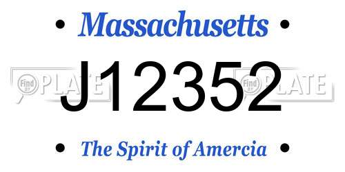J12352 Massachusetts License Plate