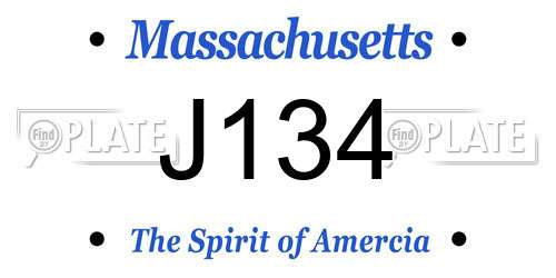 J134 Massachusetts License Plate