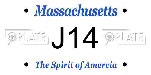 J14 Massachusetts License Plate