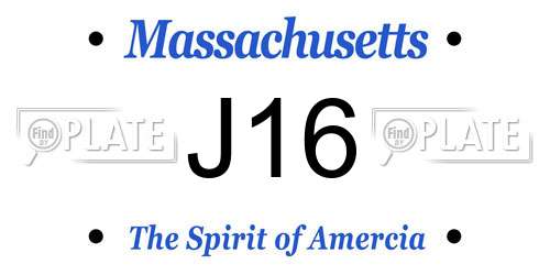J16 Massachusetts License Plate