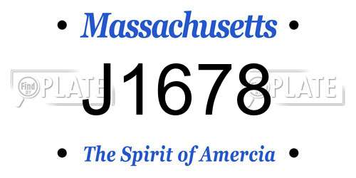 J1678 Massachusetts License Plate