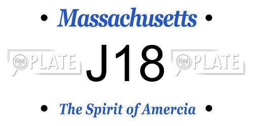 J18 Massachusetts License Plate