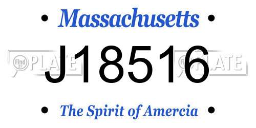 J18516 Massachusetts License Plate