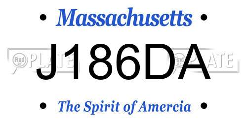 J186DA Massachusetts License Plate