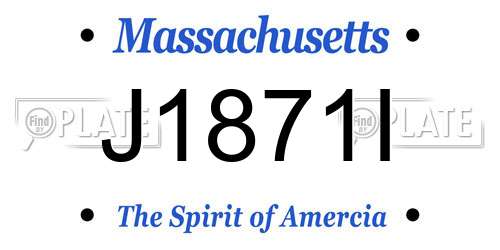 J1871I Massachusetts License Plate