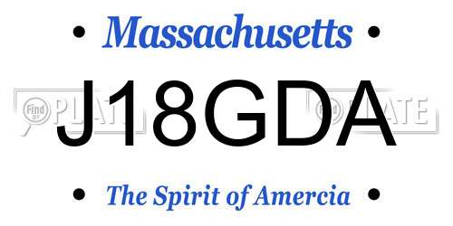 J18GDA Massachusetts License Plate