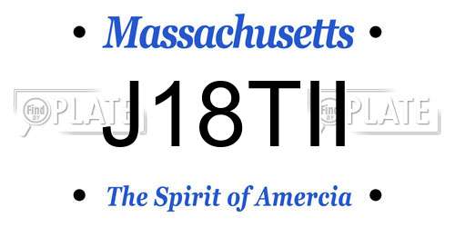 J18TII Massachusetts License Plate