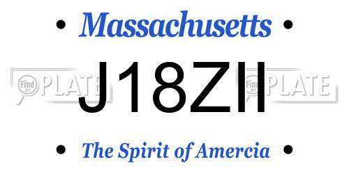 J18ZII Massachusetts License Plate