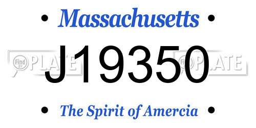 J19350 Massachusetts License Plate