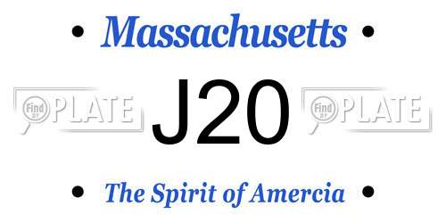 J20 Massachusetts License Plate