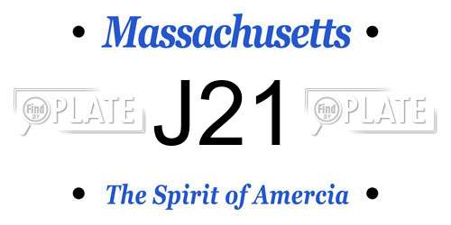 J21 Massachusetts License Plate