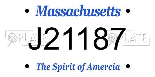 J21187 Massachusetts License Plate