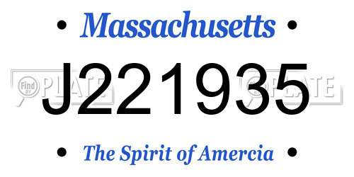 J221935 Massachusetts License Plate