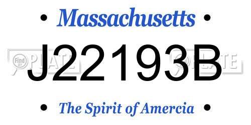 J22193B Massachusetts License Plate
