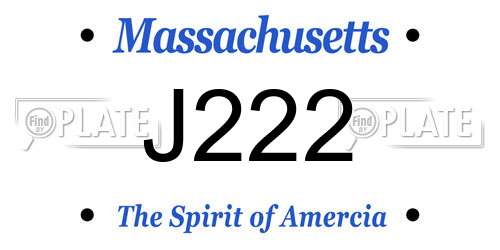 J222 Massachusetts License Plate