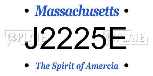 J2225E Massachusetts License Plate