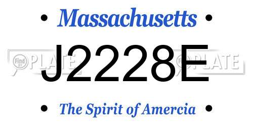 J2228E Massachusetts License Plate