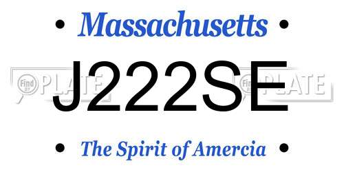 J222SE Massachusetts License Plate