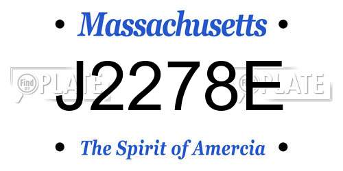 J2278E Massachusetts License Plate