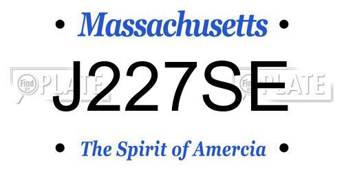 J227SE Massachusetts License Plate