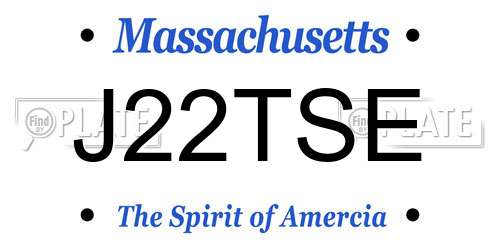 J22TSE Massachusetts License Plate