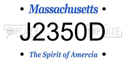 J2350D Massachusetts License Plate