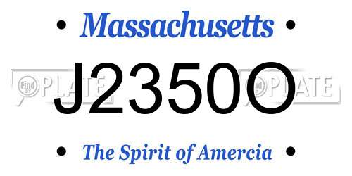 J2350O Massachusetts License Plate