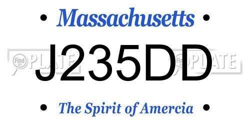 J235DD Massachusetts License Plate