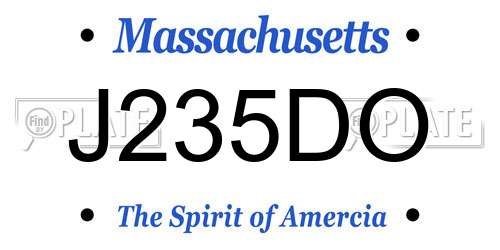 J235DO Massachusetts License Plate